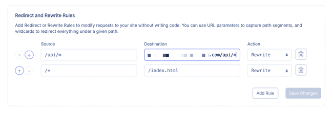 Render services redirect section